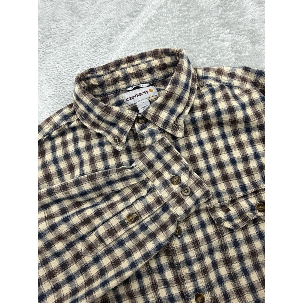 Carhartt Relaxed‎ Fit Cotton Flannel Plaid Button-Down Shirt Long Sleeve Medium